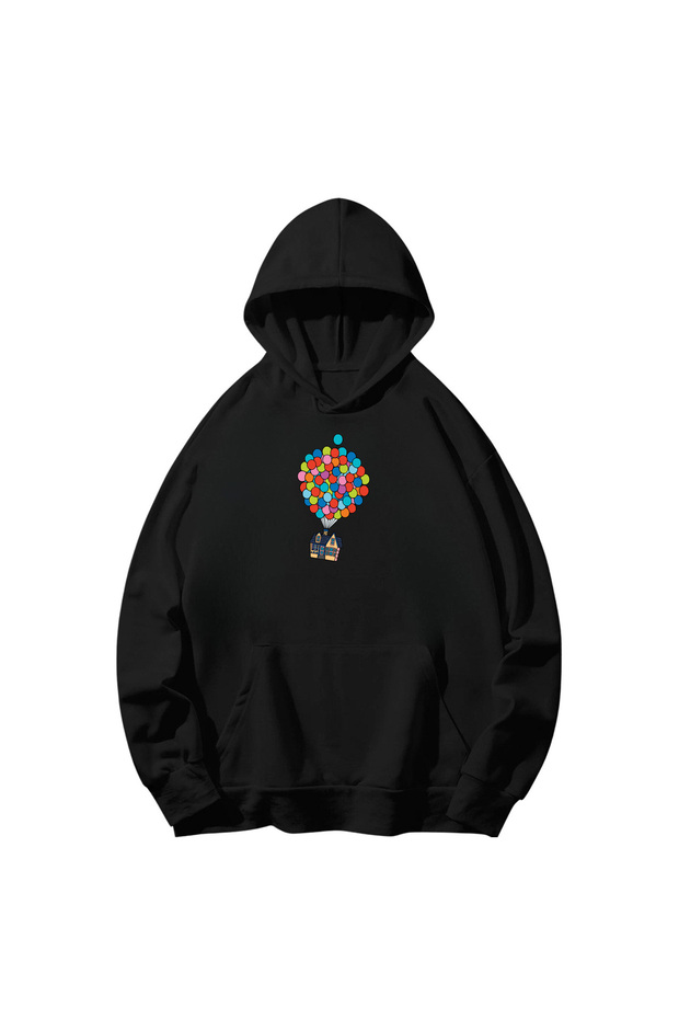 Look up Printed Cotton Hooded Long Sleeve Sweatshirt
