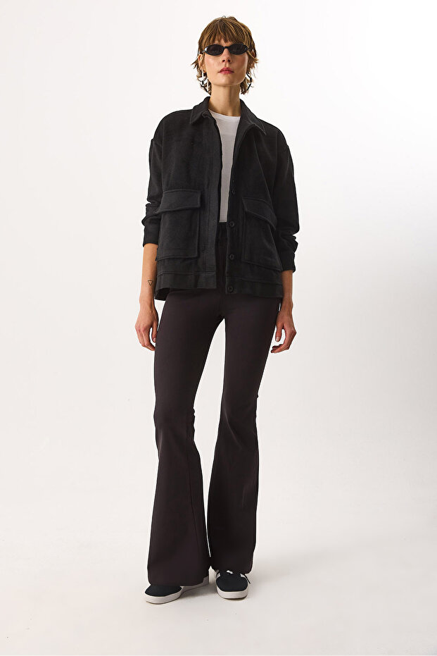 Regular Fit Kaşe Ceket - SİYAH - 5