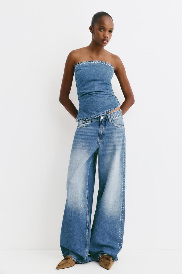 Zımbalı denim top - 3