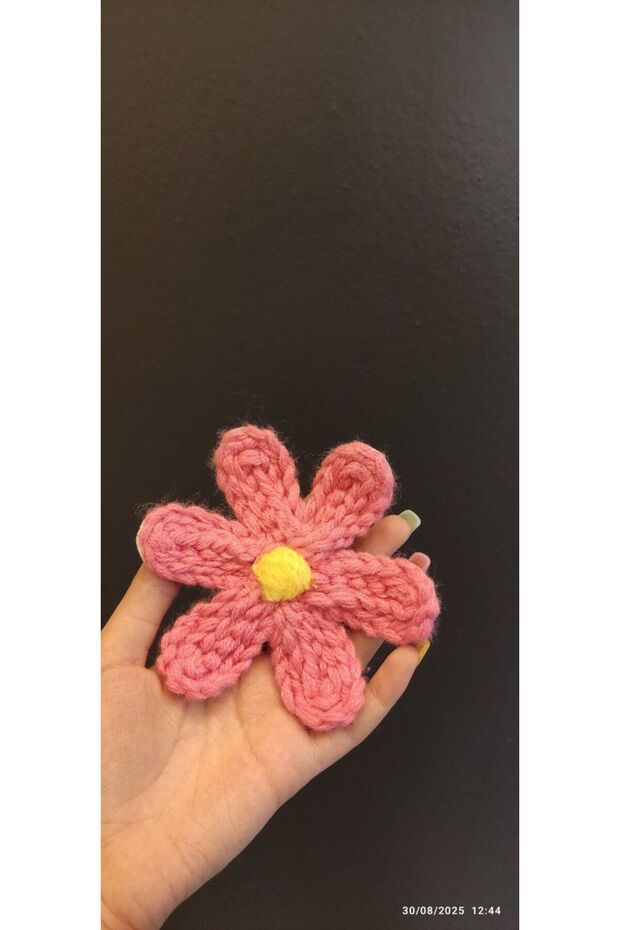 Dokuma Knitwear Flower Arma Sewing Application 12X12 cm Pink