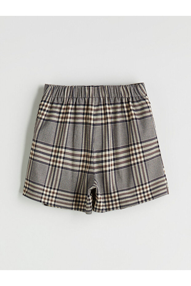 Beli Lastikli Ekose Kız Çocuk Şort Etek - 3