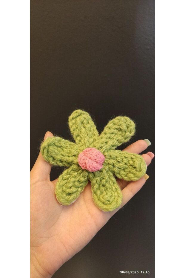 12X12 cm Woven Knitwear Flower Arma Sewing Applique Green