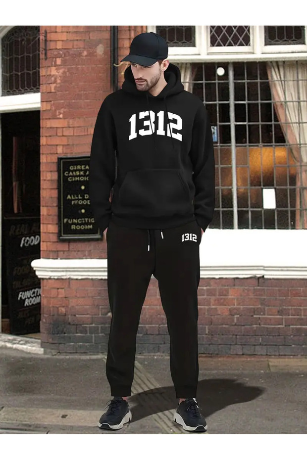 Tracksuit Set with Hoodie Sweatshirt and Sweatpants, Great Patterned Set