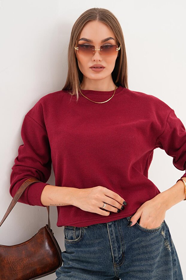 Kadın Bisiklet Yaka Selanik Örme Sweatshirt 255010 - - 4