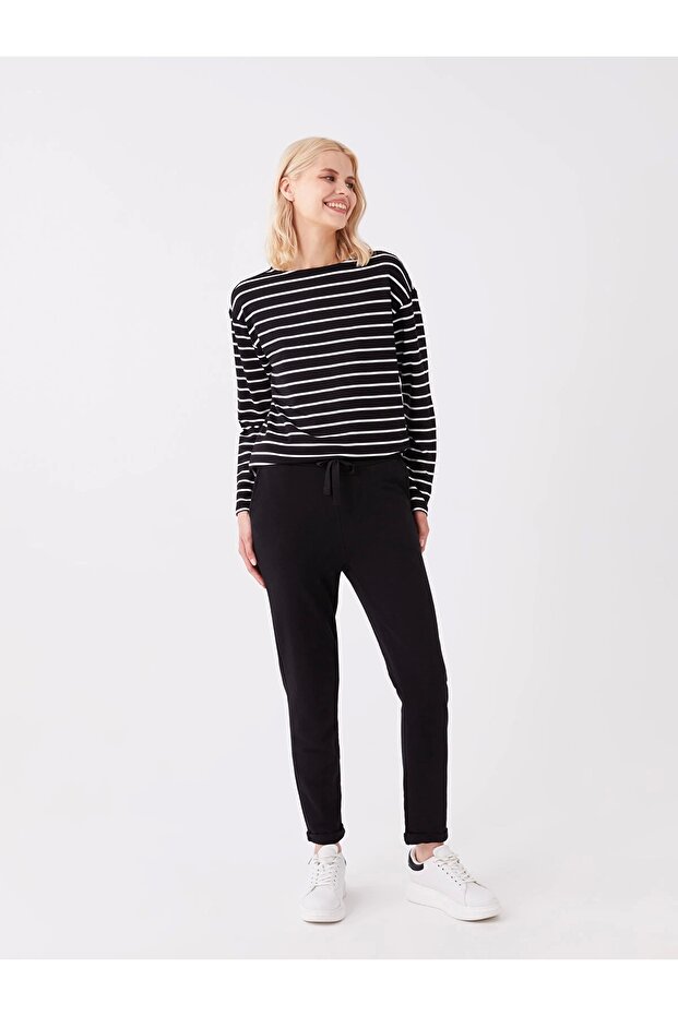 LCW Vision Siyah Kadın Beli Lastikli Düz Eşofman Altı - 2