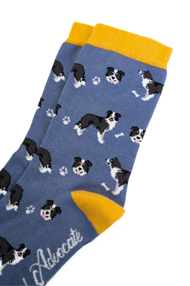 Dog Patterned Long Socks - Patterned Socks - Blue Long Socks - 3
