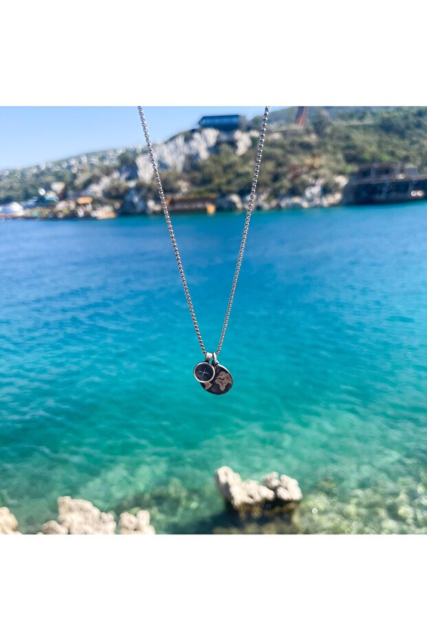 Dünya Pusula Gümüş Kolye - 3