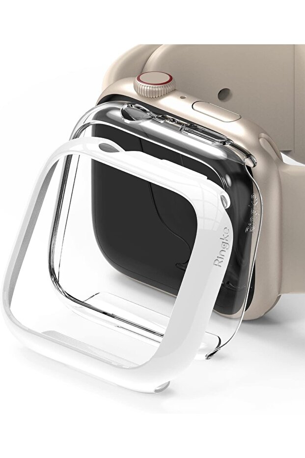 Slim Case For Apple Watch 7 45mm [2 Pack] - Clear / White
