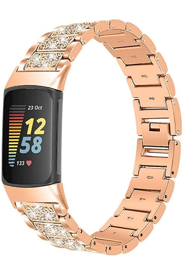 Metal Bands for Fitbit Charge 6 / Charge 5 Smart Watch -Rose Gold