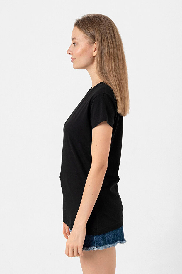 Blackpink Jump Basic Logo Siyah Kadın Tshirt - 3