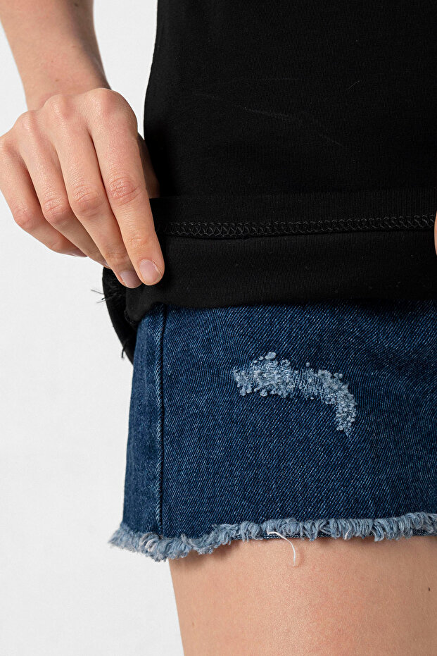 Blackpink Jump Basic Logo Siyah Kadın Tshirt - 5