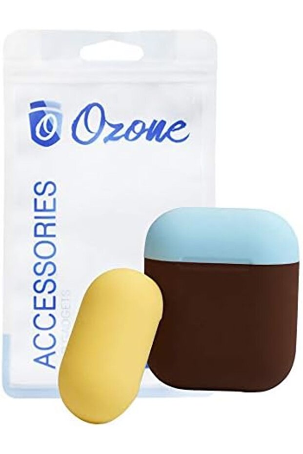 Duo Series AirPod Case with Portable Keychain Silicone Cover for AirPod 1/AirPod 2 Brown