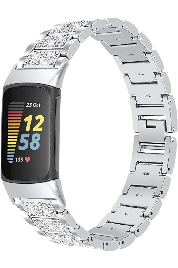 Metal Bands for Fitbit Charge 6 / Charge 5 Smart Watch -Silver