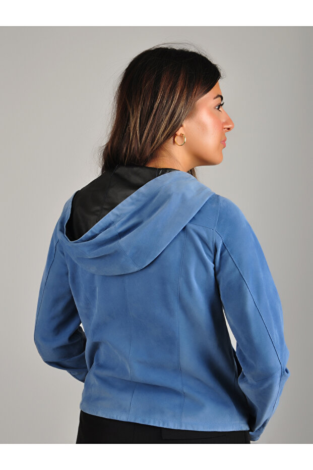 Genuine Lambskin Hooded Double-Sided Suede Ultra-Light Water-Resistant Leather Jacket