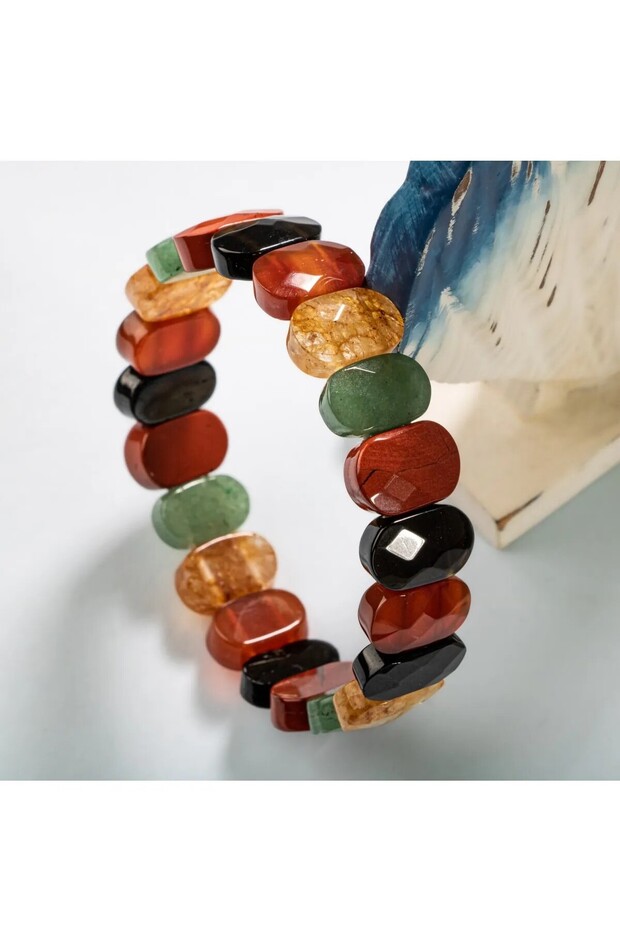 Certified Aries Natural Stone Wide Cut Men's Bracelet 1