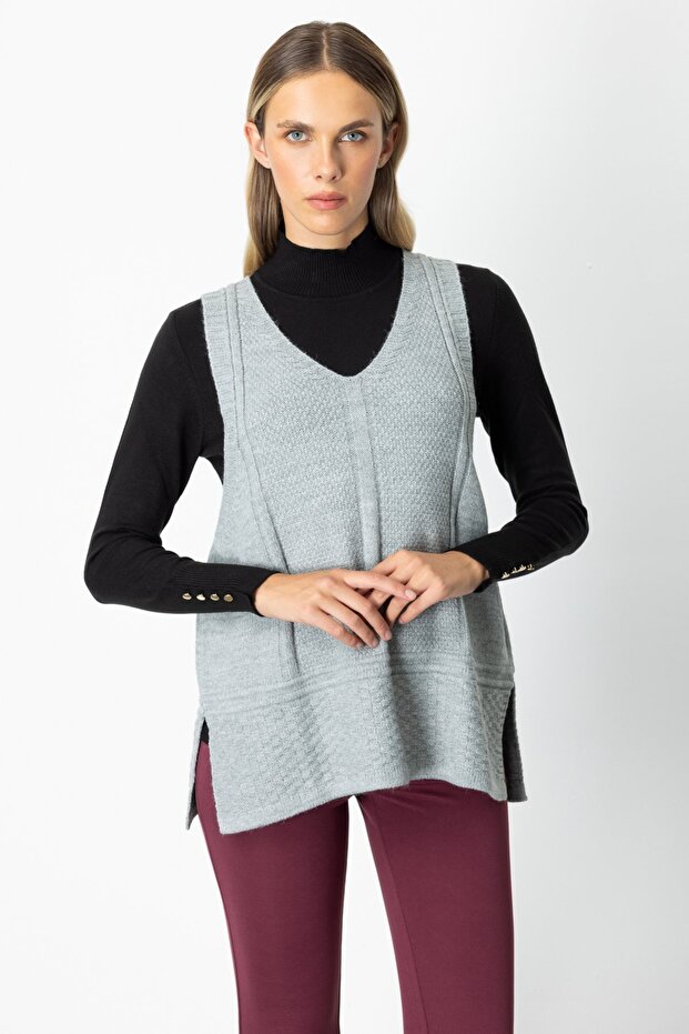 V Yaka Kolsuz Süveter - 2