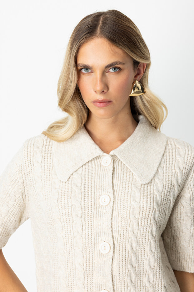 Kısa Kollu Örme Hırka-65917 - 4