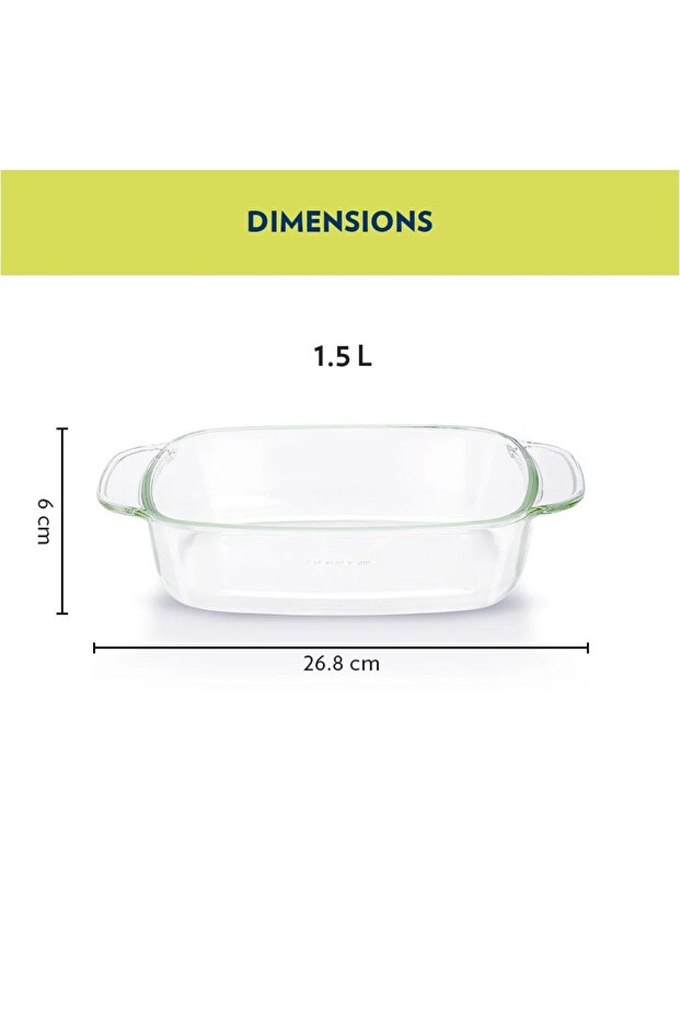 طبق مستطيل عميق، سعة 1.5 لتر، مناسب للميكروويف والفرن وغسالة الأطباق - 6