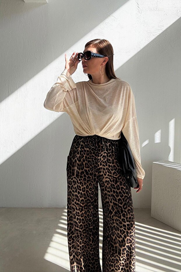 Bej İnce Basic Bluz - 2