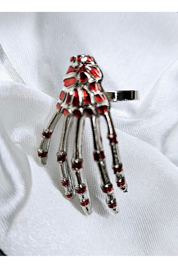 Adjustable Red Skeleton Ring - 1