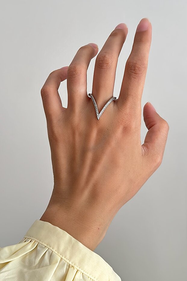 Stoned V Adjustable Ring - 1