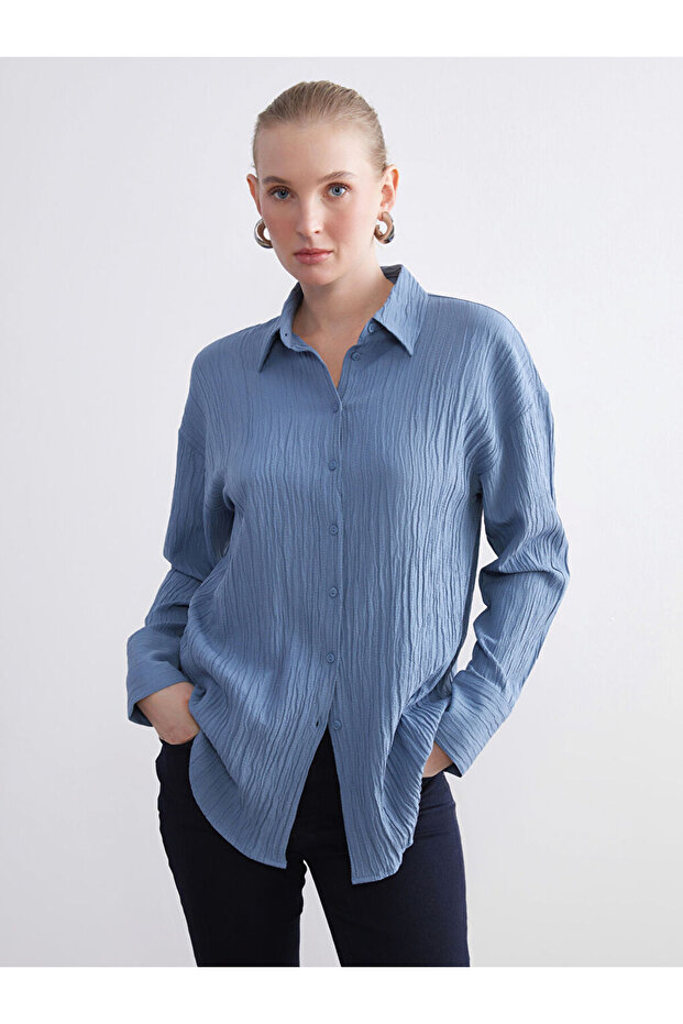 Textured Oversize Women's Shirt