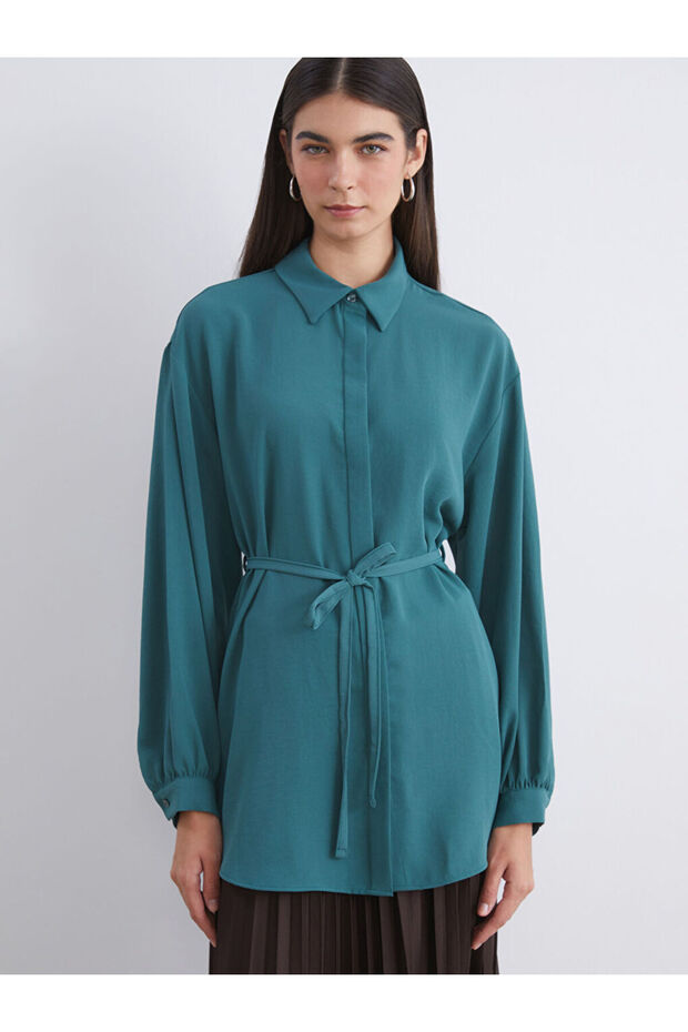 Textured Oversize Women's Shirt Tunic