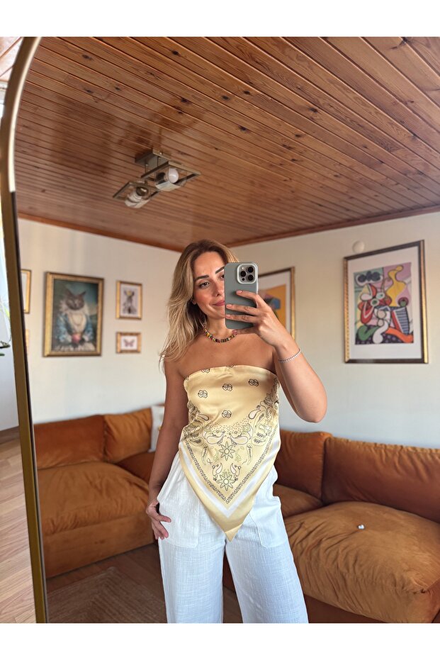 Straplez Şal Modeli Bluz - 2