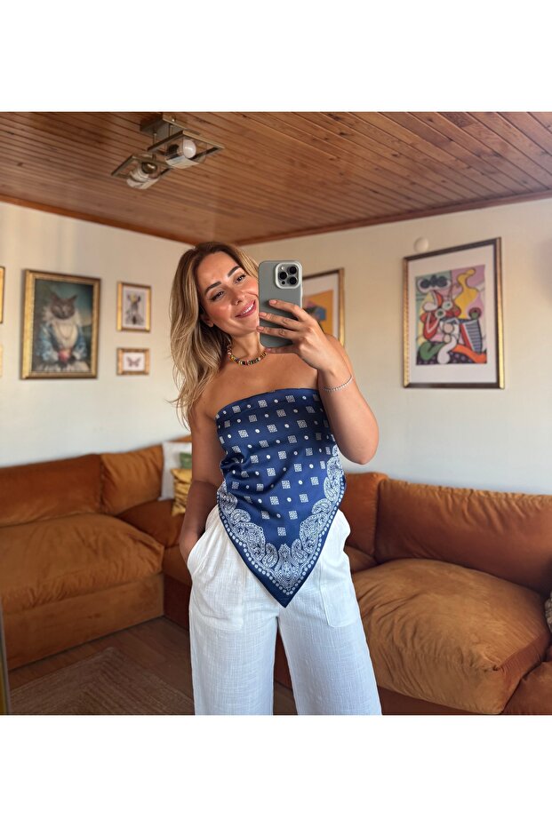 Straplez Şal Modeli Bluz - 1