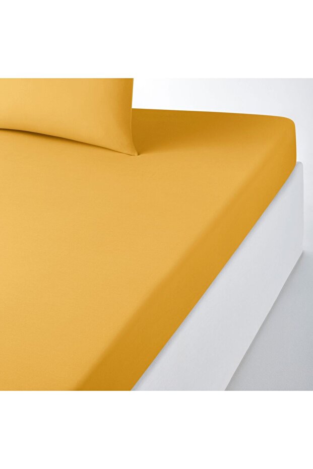 Makiteks 100% Cotton Mustard 120X200+50X70 Single Size Fitted Sheet Set