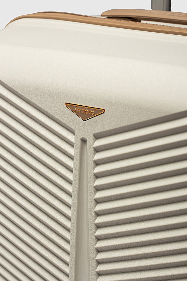 My-pp Bilbao Büyük boy Polipropilen Süper esnek kırılmaz tekerlekli valiz bavul seyahat KEMİK ŞAMPAN - 7