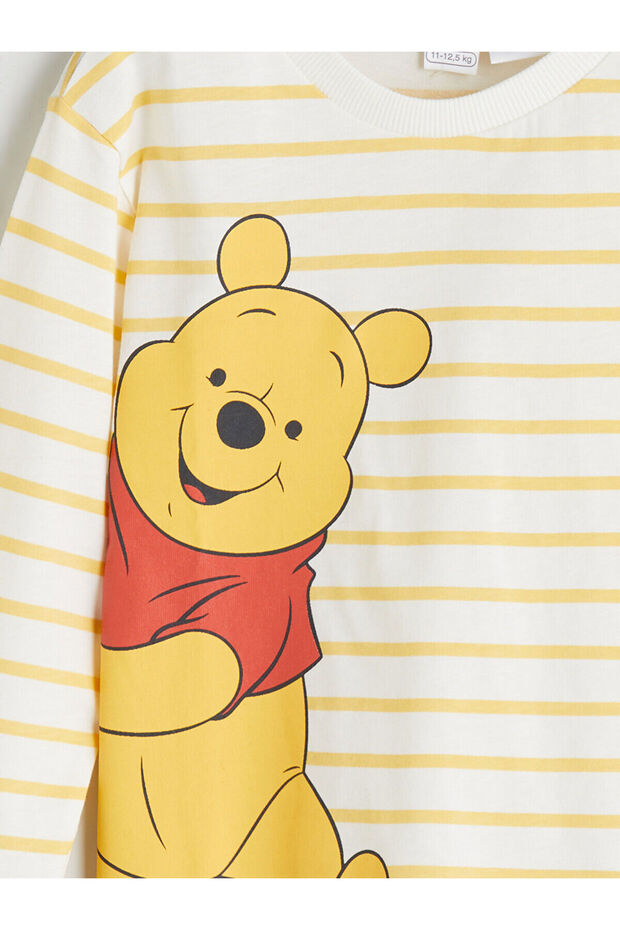 Ekru Winnie the Pooh Baskılı Uzun Kollu Erkek Bebek Tişört ve Eşofman Altı 2'li - 6