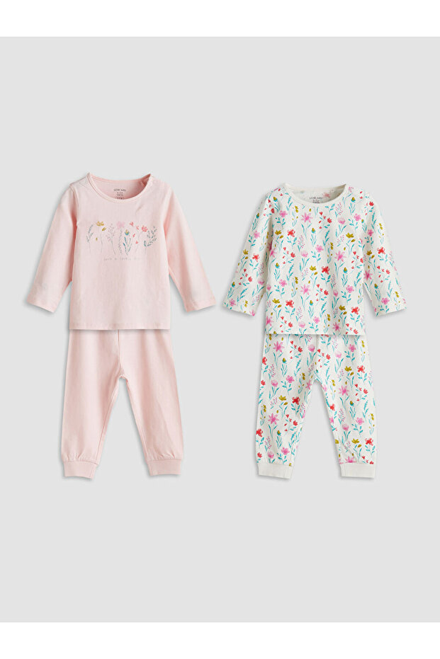Timeless Store'dan Zamansız Öneriler | Bisiklet Yaka Çiçekli Kız Bebek Pijama Takımı 2'li - 1