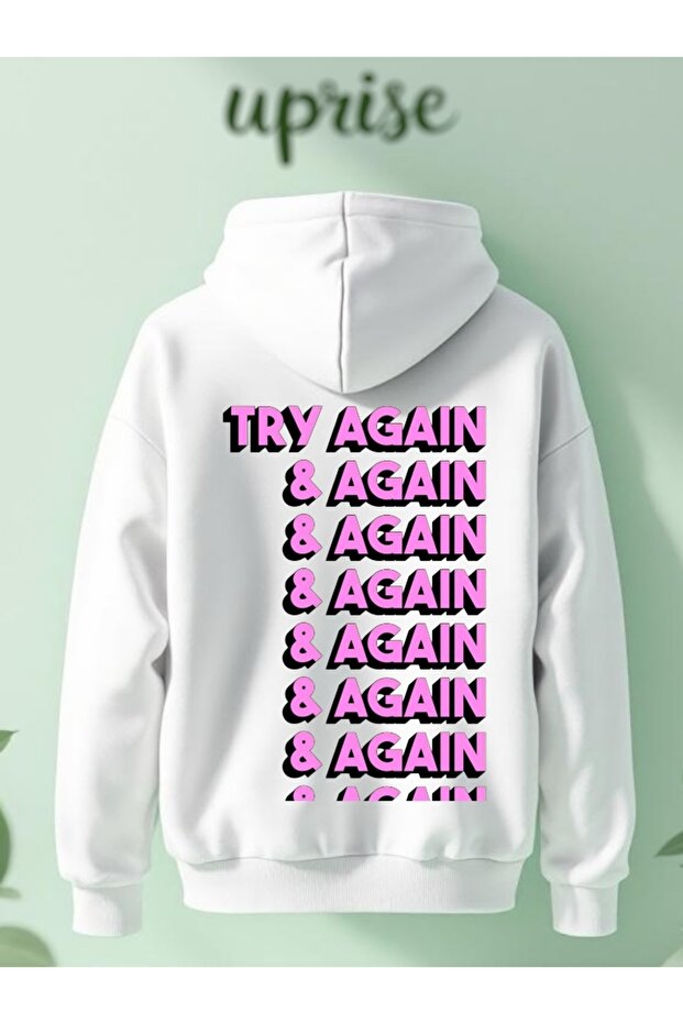 Try Again Printed Cotton 3 Thread Oversize Sweatshirt