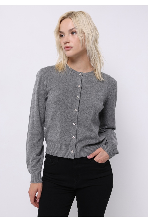 Slim Fit Women's Gray Cardigan