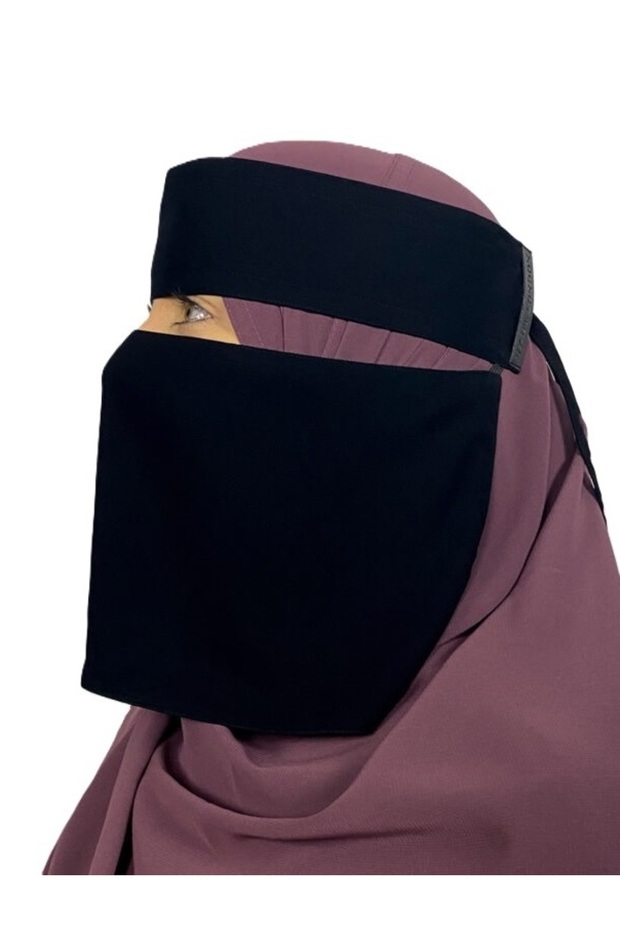 1 Layer Short Chiffon Niqab with Back Tying Cord, Breathable Face Veil