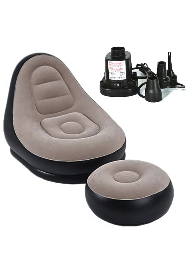 ® Inflatable Armchair with Stool - Foldable, Comfortable Lounger Set with Electric Pump Included - 1