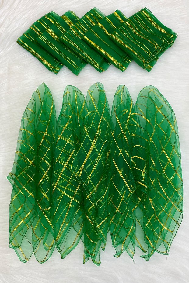 Large Size 70cm Gold Silvery Bridal Halay Handkerchief, Bridesmaid Henna Shawl, Wedding Convoy Green 10 Pieces