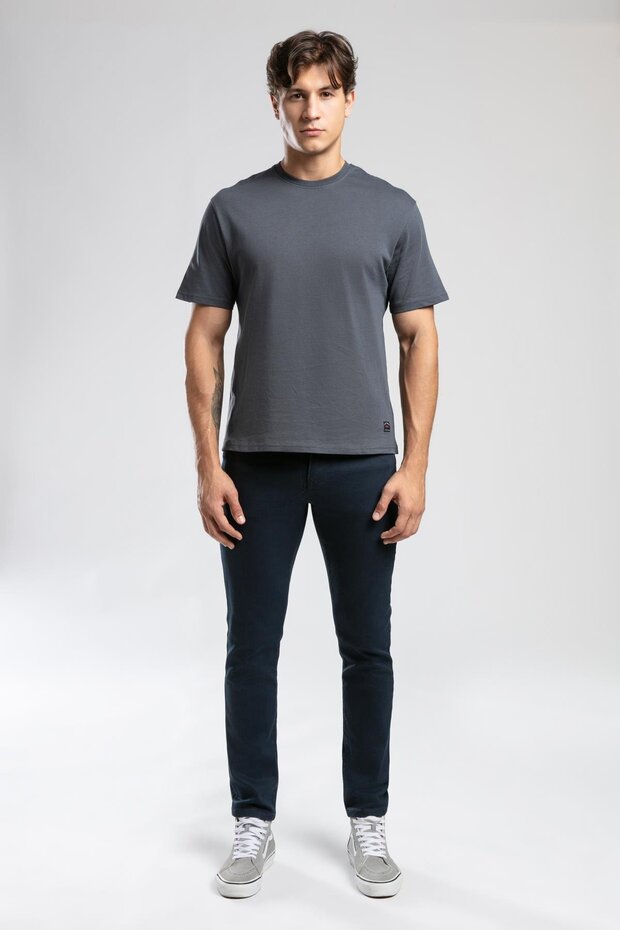 Hevass Men's O Neck T-Shirt Indigo