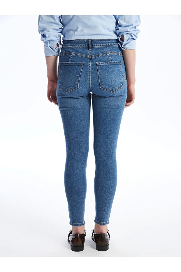 LCW Jeans Indigo Yüksek Bel Push Up Kadın Jean Pantolon - 4