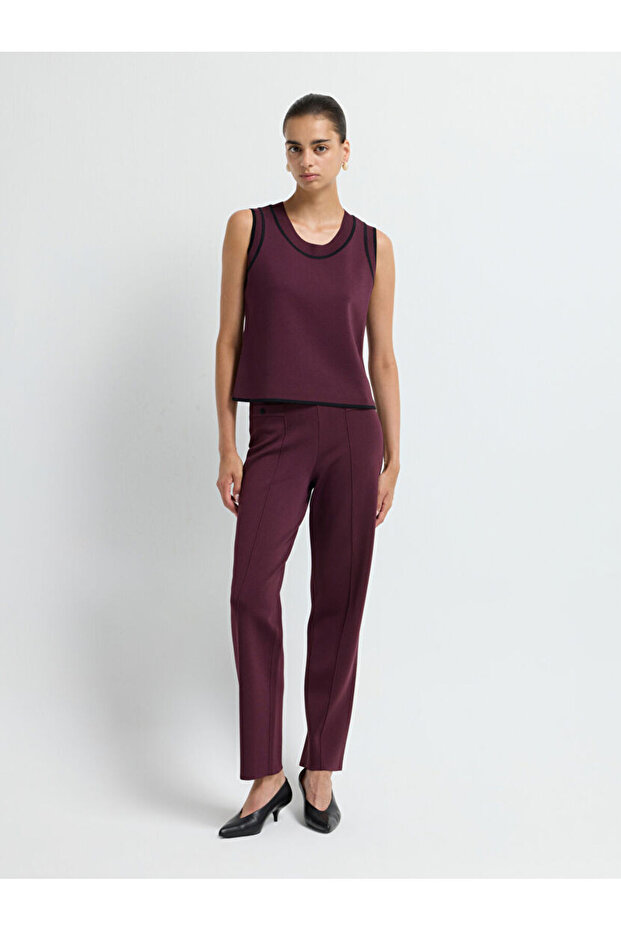 Şerit Detaylı Triko Bluz - 4