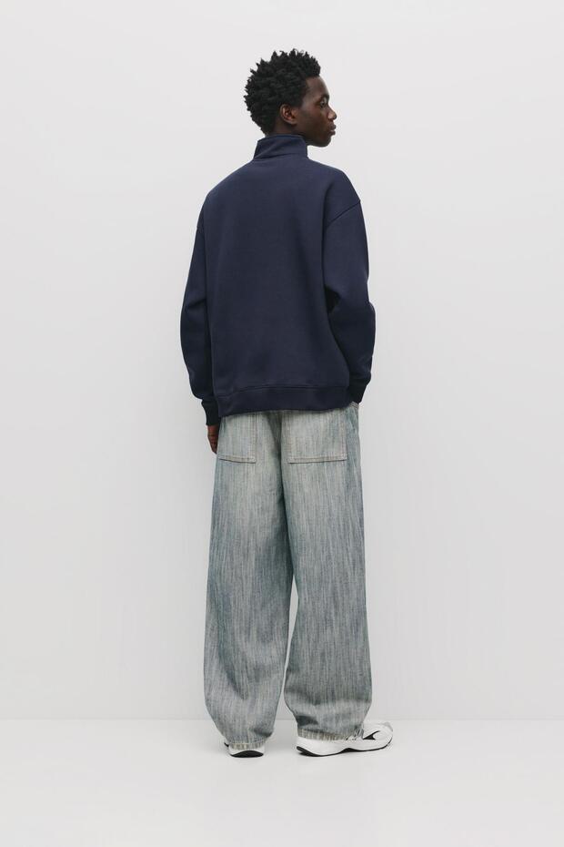 Fermuarlı dik yaka basic sweatshirt - 4