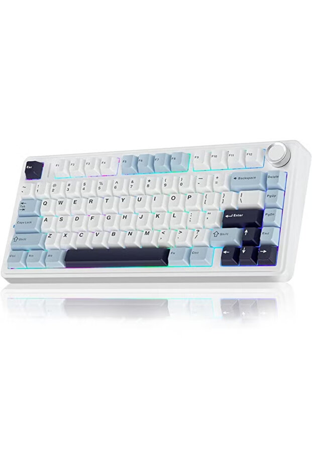لوحة مفاتيح ميكانيكية لاسلكية F75 75%، قابلة للتبديل السريع، مزودة بحامل جوان، RGB، ثلاثية الأوضاع