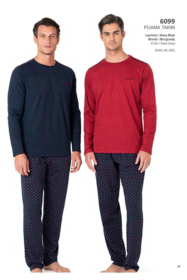 Men's Long Sleeve Crew Neck Pajama Set