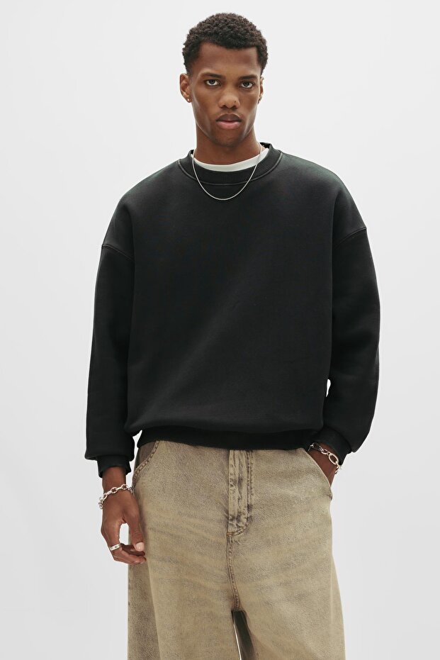 Yıkanmış boxy sweatshirt - 1