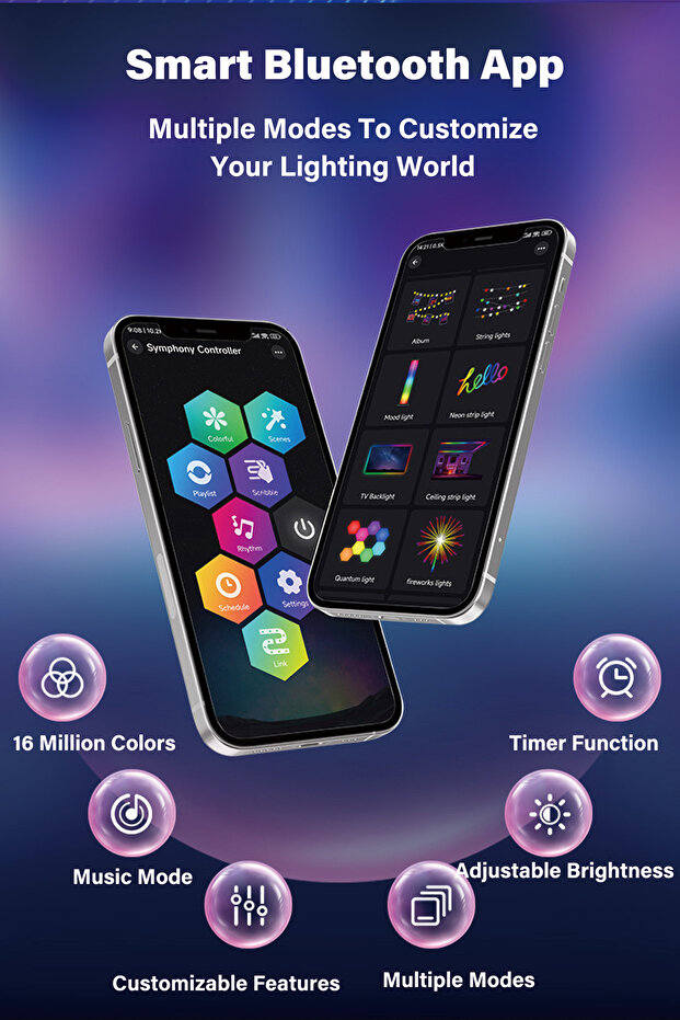 RGB Gaming Light Bars Set of 2 Desktop Music Rhythm LED Ambient Lights with Bluetooth APP Control - 4
