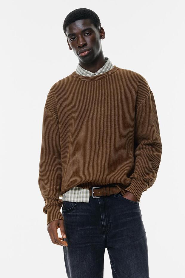 Asit yıkamalı örgü kazak - 5