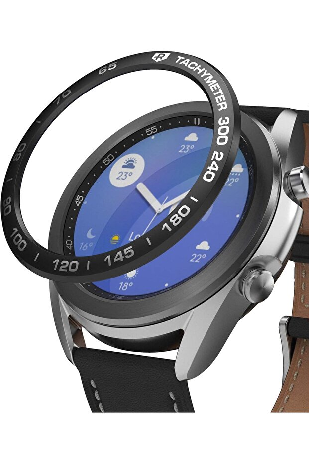 Bezel Styling for Galaxy Watch 3 41mm [ Stainless Steel ] Bezel Ring Adhesive Cover- -Black (41-10)
