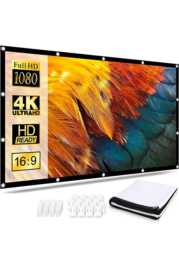 150 Inch Projector Screen 16:9 Foldable 4K Full HD Projection Screen Anti-Crease
