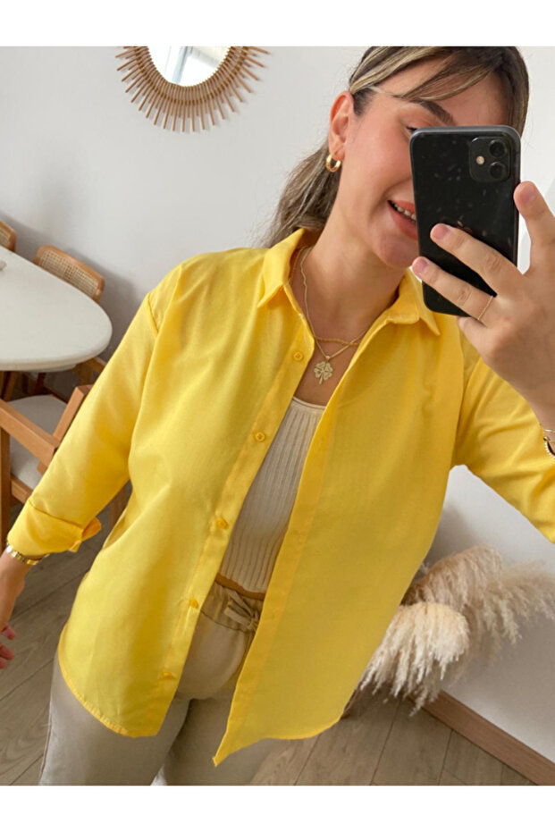 Kadın Oversize Basic Uzun Gömlek - 2